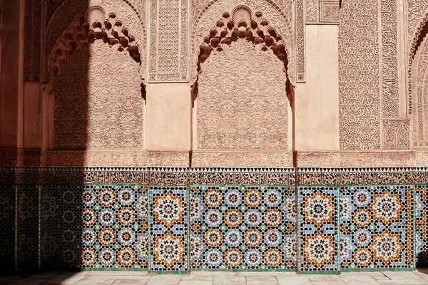 MARRAKESH, MOROCCO- March 03, 2016: The Ben Youssef Madrasa which is visited by tourists from all world in Marrakesh. The Ben Youssef Madrasa was an Islamic college.