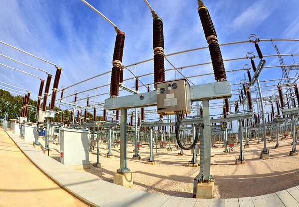 High voltage switchyard in electrical substation