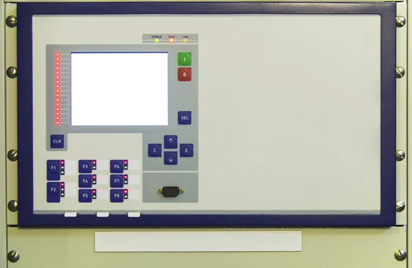 Display and buttons on control panel of electronic control device