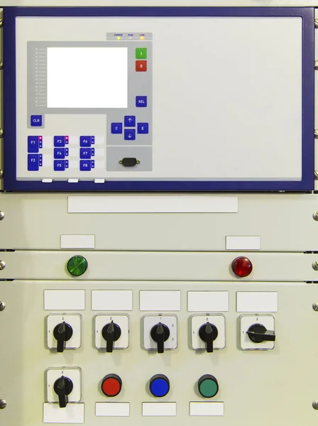 Electrical control panel with electronic devices in modern electrical substation