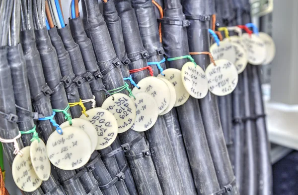 Electrical control cables with caption fields in modern electrical control cubicle
