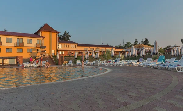 Zhayvoronok thermal outdoor pool in Berehove, Ukraine
