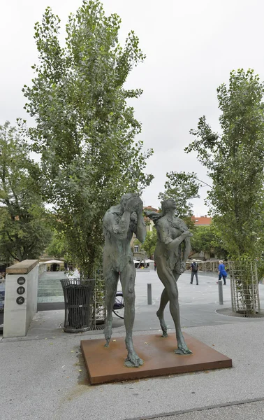 Adam and Eve sculpture in Ljubljana, Slovenia.