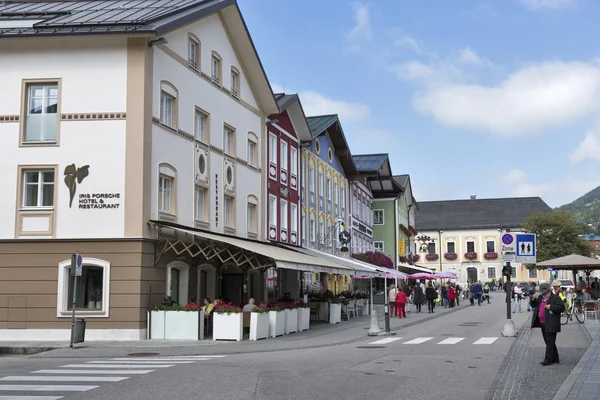 Mondsee center town street in Austria.