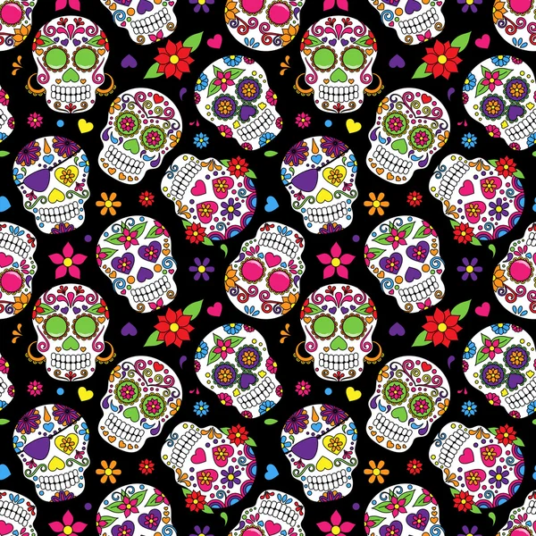 Day of the Dead Sugar Skull Seamless Vector Background