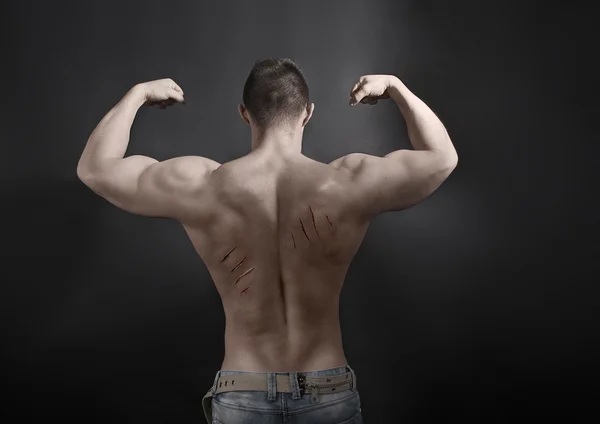 Sexy Male Body with Scratches from nails on his Back. Handsome M