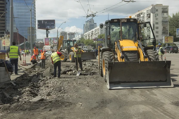 Kyiv, Ukraine Jul 2016: Road Paving, construction