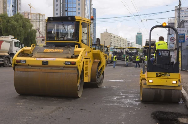 Kyiv, Ukraine Jul 2016: Road Paving, construction.