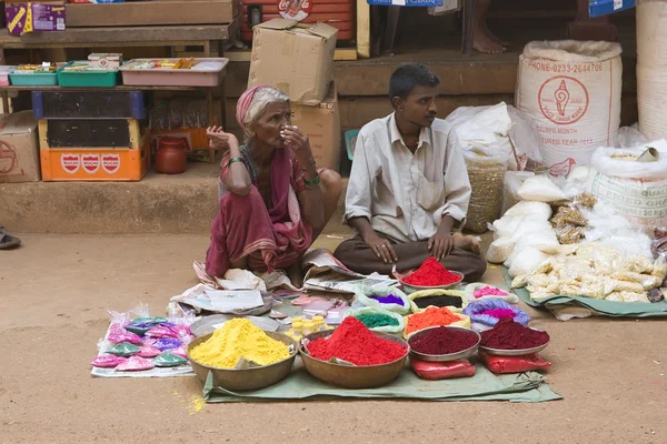 GOKARNA, INDIA - Feb 27: sellers of paint - People celebrate the