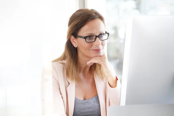 confident sales woman working