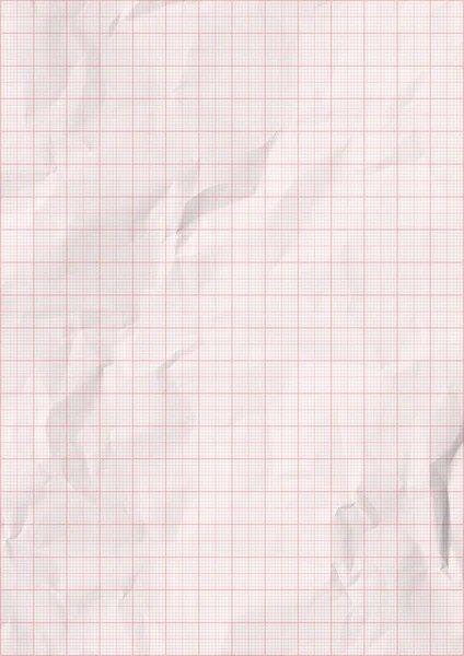 White crumpled millimeter paper with red lines