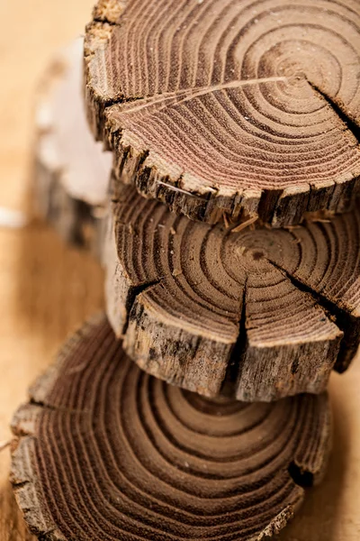 Detail of a log pile in shallow depth of field