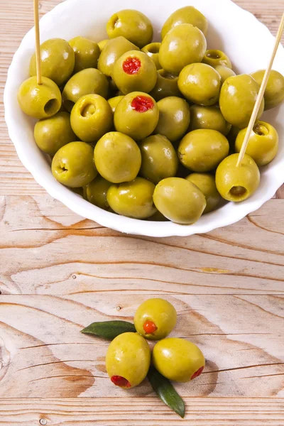 Red pepper stuffed olives