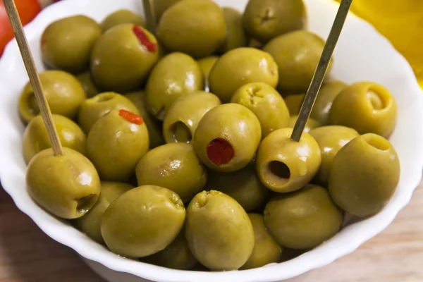 Red pepper stuffed olives