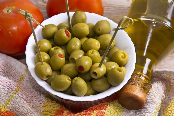Red pepper stuffed olives