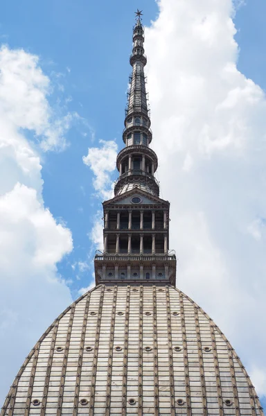 Close up of the roof of Mole Antonelliana, building symbol of Turin city