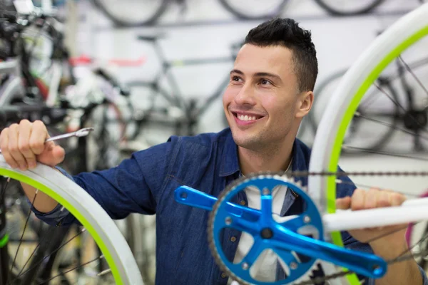 Cycle technician in workshop