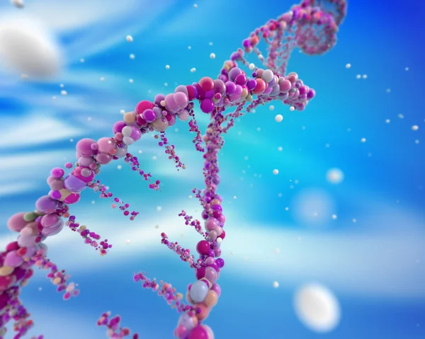 Dna double helix in abstract blue background