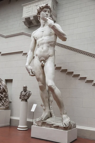 Pushkin State Museum of Fine Arts is largest museum of European art in Moscow. Sculpture copy of David by Michelangelo Buonarroti