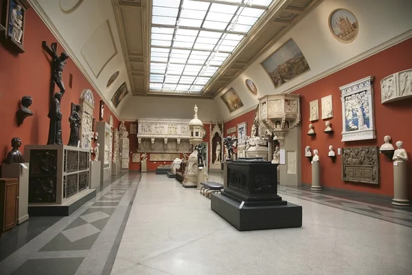 The interior of the hall of European medieval art in the Pushkin Museum of Fine Arts in Moscow