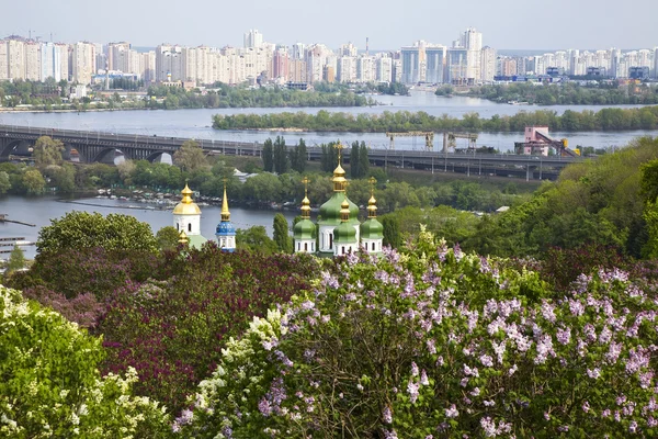 The panorama of Kiev and Vydubitskiy monastery . Ukraine