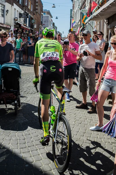 Nijmegen, Netherlands May 8, 2016; Davide Formolo professional cyclist during transfer from bus to the start