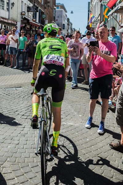 Nijmegen, Netherlands May 8, 2016; Davide Formolo professional cyclist during transfer from bus to the start