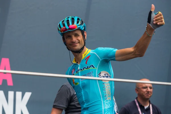Pinerolo, Italy May 27, 2016; Michele Scarponi, Astana Team, to the podium signatures before the start of  the Stage