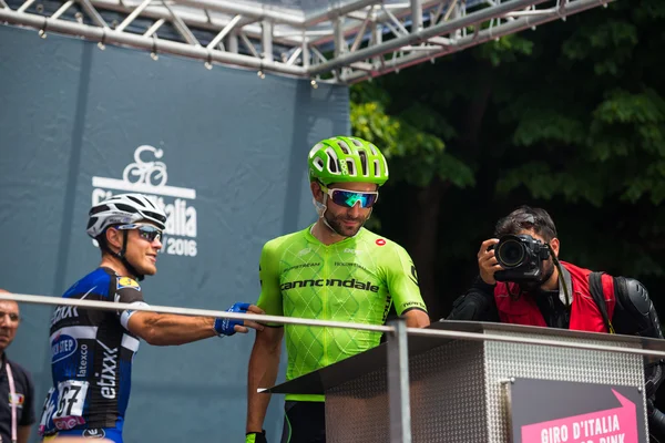 Pinerolo, Italy May 27, 2016; Moreno Moser, Cannondale Team, to the podium signatures before the start of  the Stage