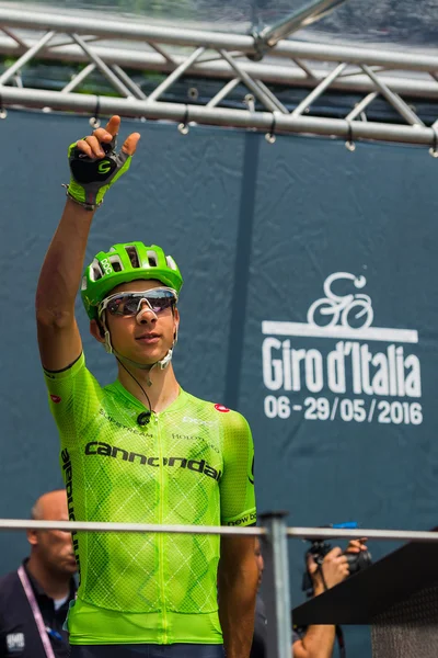 Pinerolo, Italy May 27, 2016; Davide Formolo, Cannondale Team, to the podium signatures before the start of  the hard mountain stage