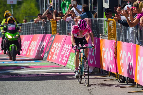 Risoul, France May 27, 2016; Steven Kruijswijk, Lotto Team, exhausted passes the finish line after a hard mountain stage with a uphill finish in Risoul