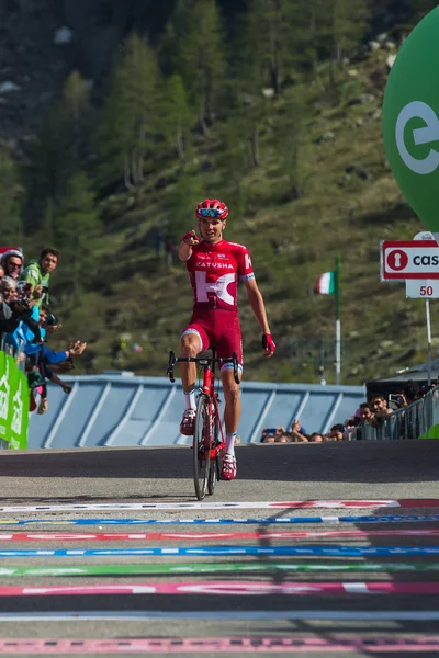Sant Anna, Italy May 28, 2016; Rein Taaramae, Katusha  team, exhausted passes the finish line and Win a hard mountain stage