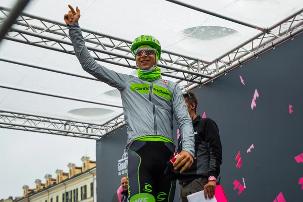 Cuneo, Italy May 29, 2016; Davide Formolo, Cannondale Team, on the podium signatures before the last stage of the Tour of Italy
