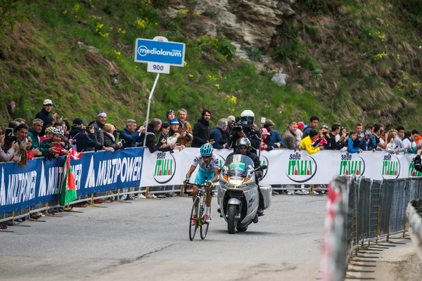 Sestriere, Italy 30 May  2015; Fabio Aru  tackles the last climb before before winning a stage of the Tour of Italy 2015.