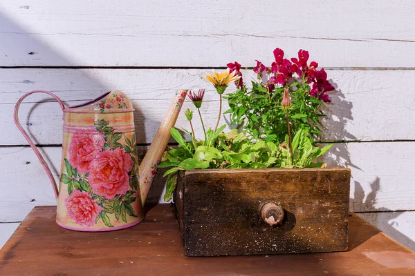 Vintage furniture box with flowers