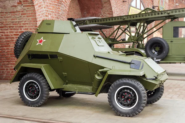 An exhibition of retro military equipment in the Kremlin of Nizhny Novgorod