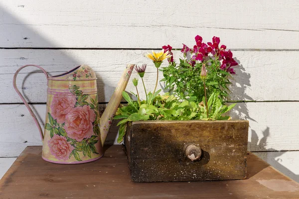 Vintage furniture box with flowers