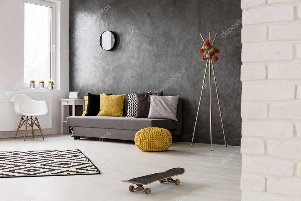 Grigio interni con decorazioni alla moda — foto stock ... Interni pavimento decorazione