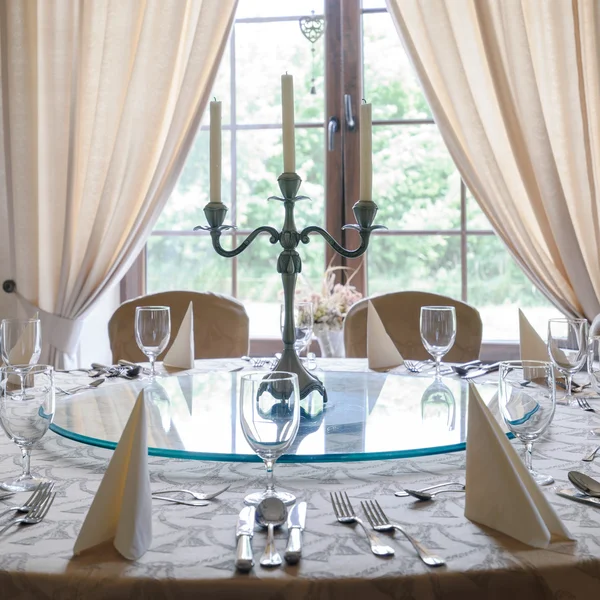 Table in elegant luxurious restaurant