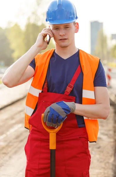 Employee at road construction
