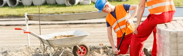 Road builders working hard