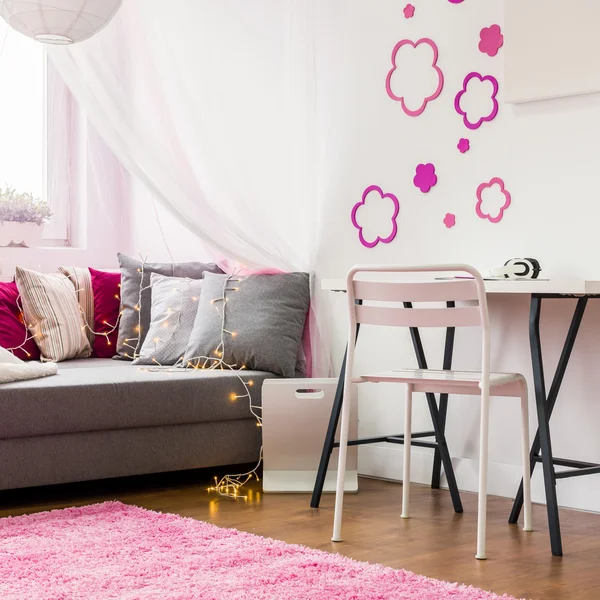 Pink and white interior