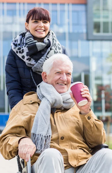 Senior man with disability outdoor