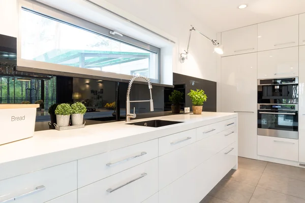 Spacious white kitchen