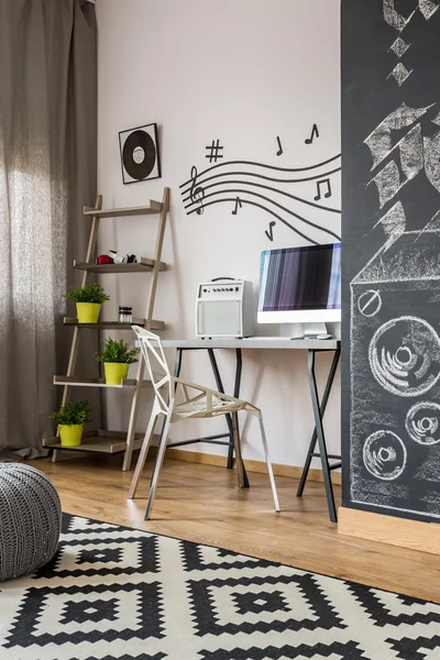 Home office with chalkboard wall idea