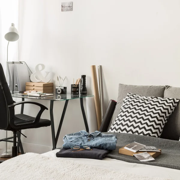 Combined bedroom and home office Stock Image Everypixel