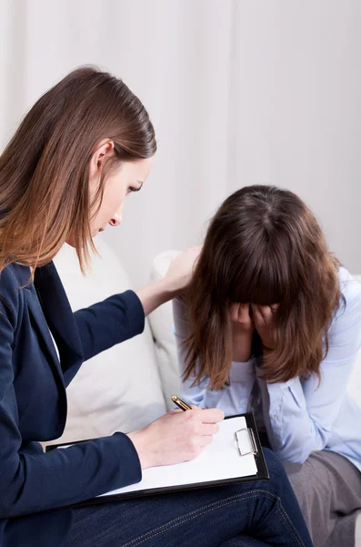 Psychotherapist listening in focus