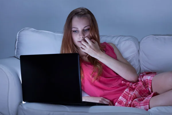 Girl in rose pajamas