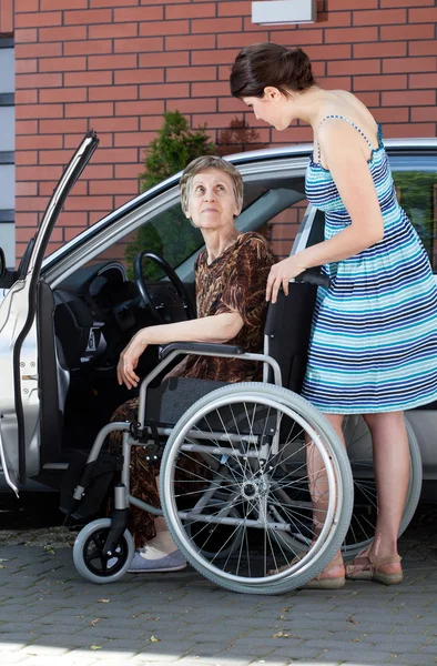Senior female driver on wheelchair