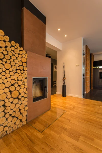 Fireplace with firewood
